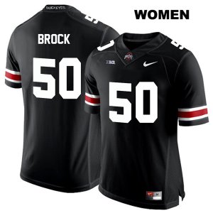 Women's NCAA Ohio State Buckeyes Nathan Brock #50 College Stitched Authentic Nike White Number Black Football Jersey LQ20F44AT